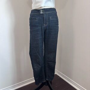 Women’s Y2K Straight Leg Dark Blue Denim Jeans from Angels Mid Rise